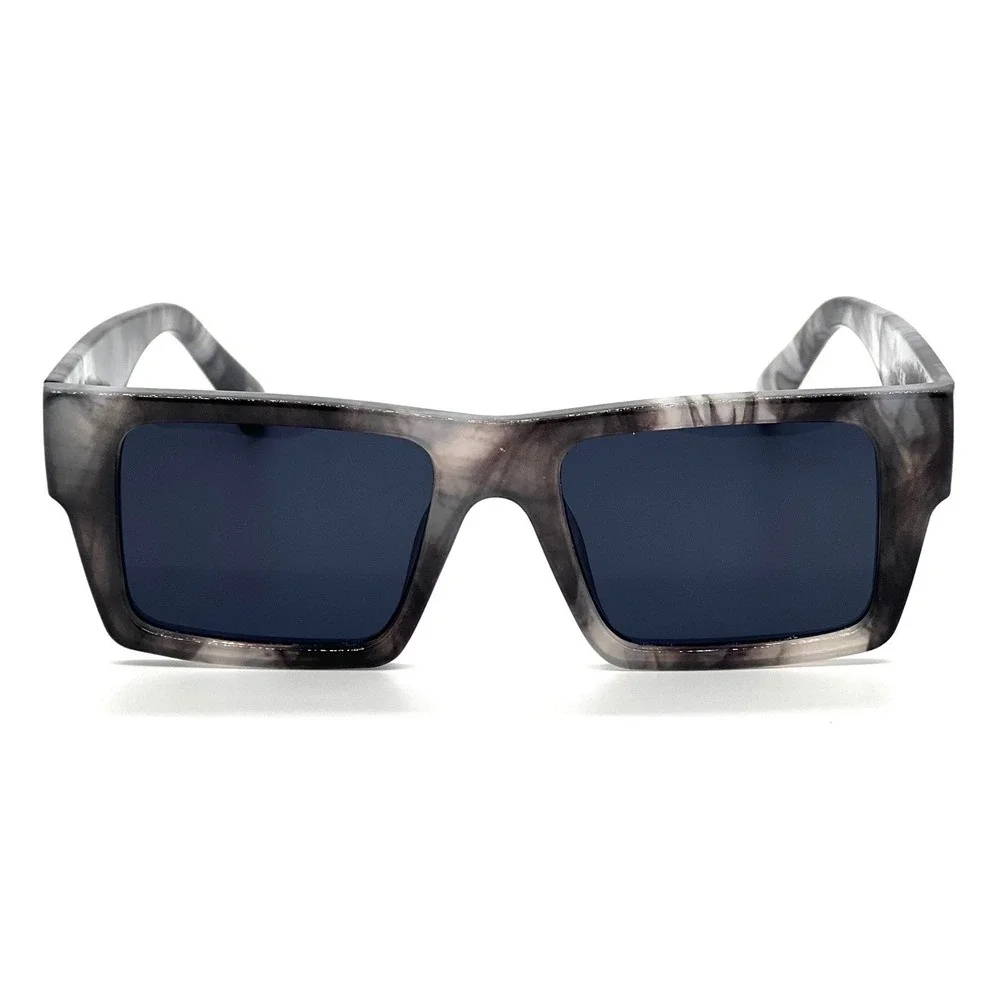 Dark Black Lenses Retro Casual Men‎ Sunglasses Brown Marble Thick Frame Unique